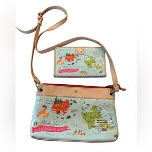 Spartina 449 Hawaiian Islands Light Blue Crossbody Bag with Wallet
